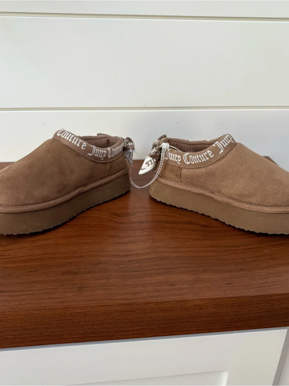 New Juicy Couture Kids Suede Platform Brown Chestnut Booties Boots Slippers 11